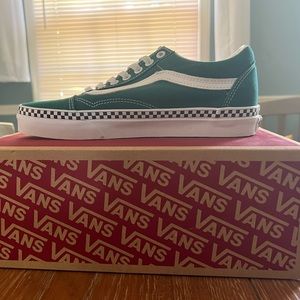 Green checked lace up vans (with box)